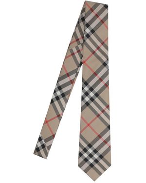 Burberry Check Silk Tie - Natural