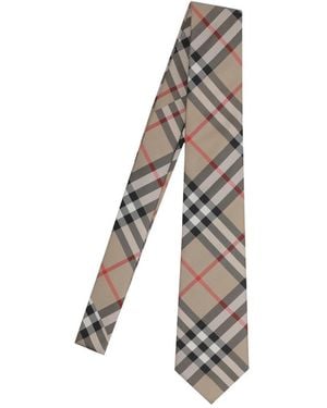 Burberry Check Silk Tie - Natural