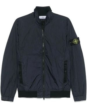 Stone Island Garment Dyed Crinkle Reps Ny Hooded Down Jacket With Duck Down Padding - Blue