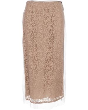 Fendi Tube Skirt With All-Over Floral Embroidery - Natural