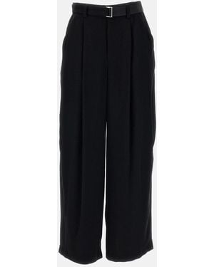 Sacai Wide Leg Crepe Back Satin Pants - Black