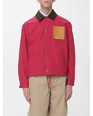 Loewe Workwear Cotton Jacket With Velvet Contrast Collar - Red