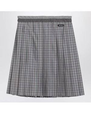 Miu Miu Pleated Skirt/Bordeaux Check Pattern - Gray
