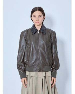 Bottega Veneta Shiny Leather Blouson - Gray
