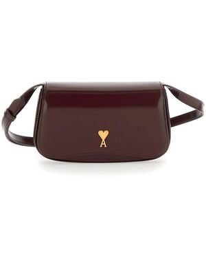 Ami Paris 'Paris Paris' Bordeaux Crossbody Bag With Adc Patch On The Front - Brown