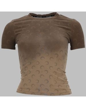 Marine Serre Moon Print T-Shirt - Brown