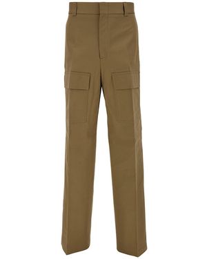Gucci High-Waisted Pants With Logo Patch - Natural