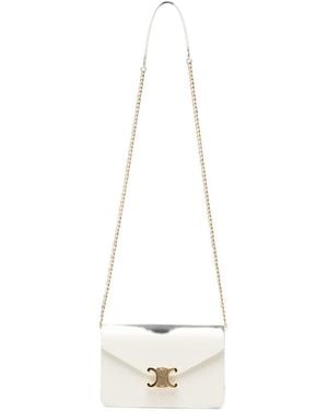 Celine Margo Leather Wallet On Chain - White