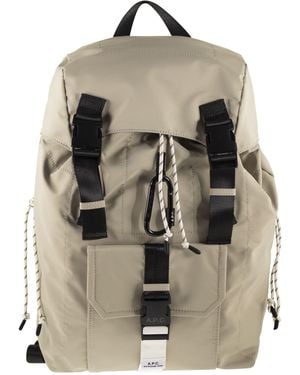 A.P.C. Technical Nylon Backpack With Flap Closure - Natural