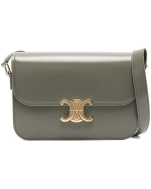 Celine Triomphe Classique Leather Shoulder Bag - Gray