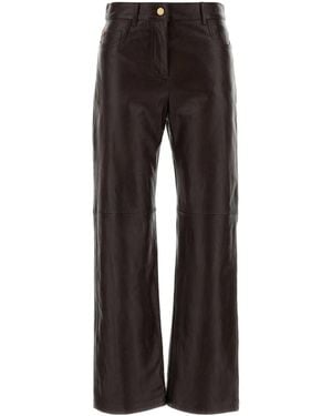 Max Mara S Maxmara Chocolate Leather Pesca Pant - Black