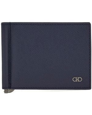 Ferragamo Portafoglio Gancini Con Clip - Blue