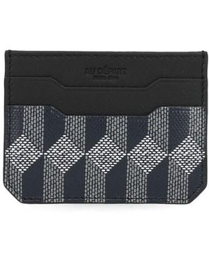AU DEPART Printed Leather Card Holder - Black