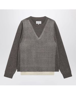 Maison Margiela Crewneck Lambswool Sweater - Gray