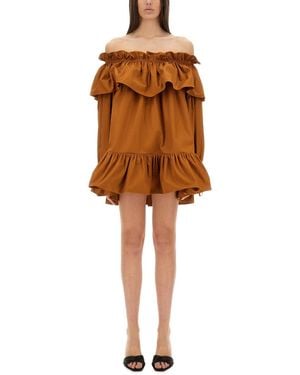 Saint Laurent Sleeve Dress - Brown