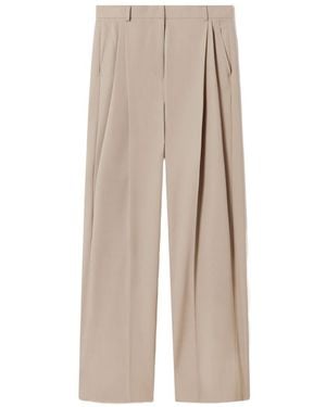 Stella McCartney Pleated Wool Pants - Natural