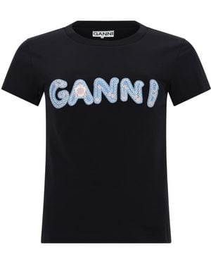 Ganni T-Shirt Con Logo - Black
