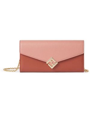 Fendi Continental Ff Diamonds Chain Wallet - Pink
