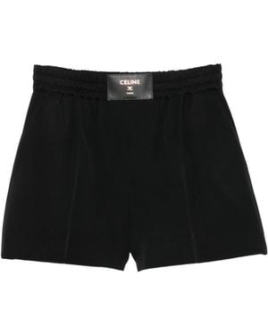 Celine Logo Wool Shorts - Black