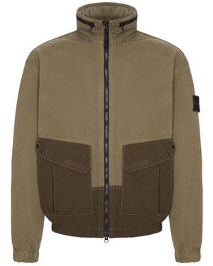 Stone Island Cotton Jacket With Badge - Green