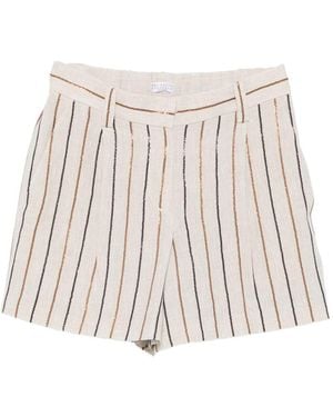 Brunello Cucinelli Striped Linen Shorts - White
