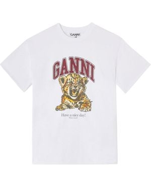 Ganni Baby Tiger Organic Cotton T-Shirt - White