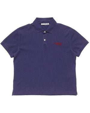 Acne Studios Logo Cotton Polo Shirt - Blue