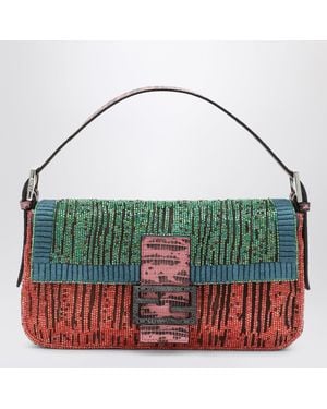 Fendi Baguette Bag With Multicolored Beads - Green