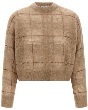 Brunello Cucinelli Sequin Check Sweater - Natural