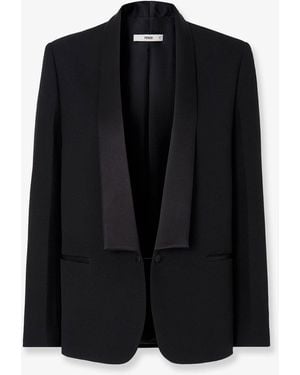Fendi Single-Breasted Virginn Wool Blazer - Black