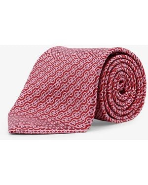 Ferragamo Silk Tie With Trofeo Print - Pink