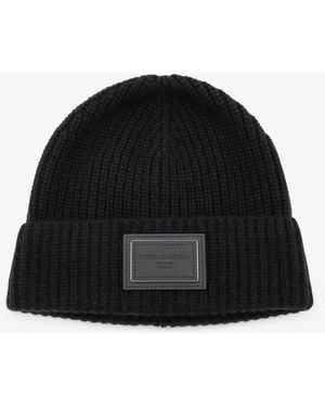 Dolce & Gabbana Dolce & Gabbana Ribbed Cashmere Hat - Black
