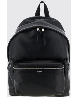 Saint Laurent City Smooth Calfskin Backpack With Laminated Logo - Blue