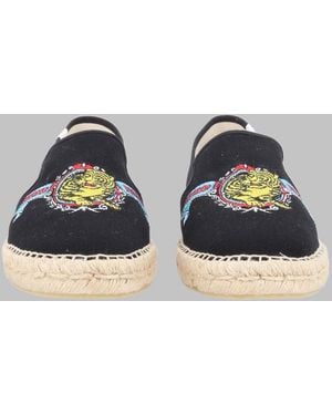 KENZO Cotton Lined Rubber Sole Flats - Blue