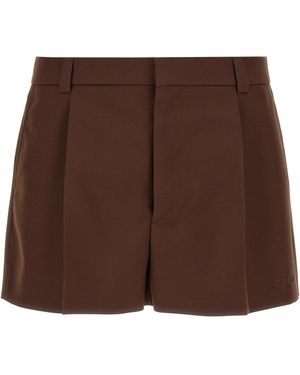 Gucci Logo-Embossed Tailored Wool-Twill Shorts - Brown