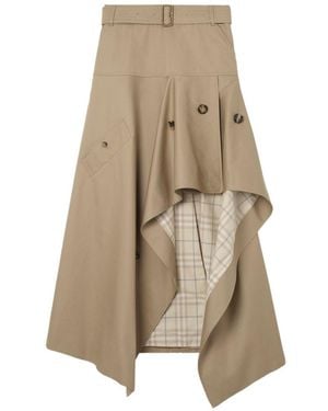 Burberry Cotton Long Skirt - Natural
