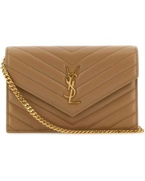 Saint Laurent Camel Leather Envelope Wallet - Brown