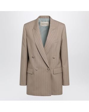 Valentino Double-Breasted Pinstripe Jacket - Brown