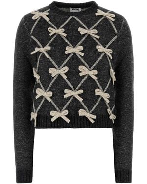 Moschino Charcoal Wool Blend Sweater - Black