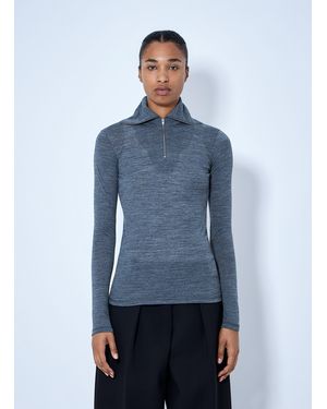 Jil Sander Quarter-Zip Long Sleeve Top - Blue