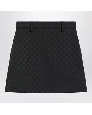 Gucci Gg Cotton-Blend Miniskirt - Black