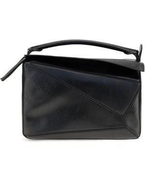 Loewe Large Paper-Effect Calfskin Puzzle Handbag - Black