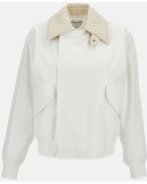 Bottega Veneta Cotton Jacket With Intrecciato Collar - White
