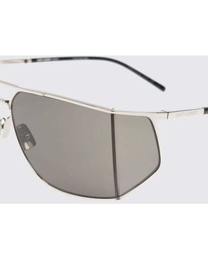 Saint Laurent Metal Shield Sunglasses With Double Bridge And Smoked Lenses - Gray