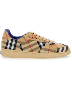 Burberry Low Top Sneakers With Check Motif - Multicolor