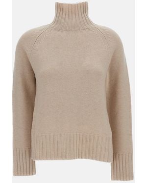 Max Mara Max Mara Boxy Turtleneck Wool And Cashmere Sweater - Natural