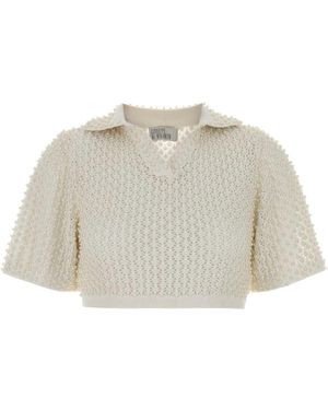 GIUSEPPE DI MORABITO Crochet Polo Shirt - White