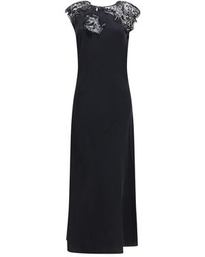 Ferragamo Silk Dress With Lace - Black