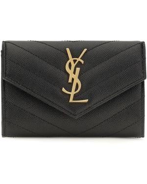 Saint Laurent Small Envelope Cassandre Wallet - Black