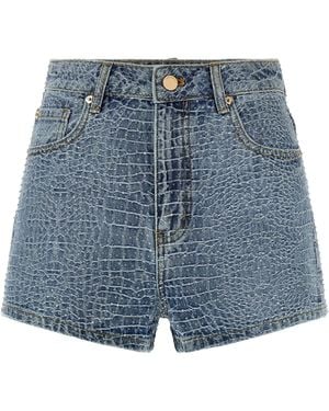 Self-Portrait 'Rhinestone' Shorts - Blue
